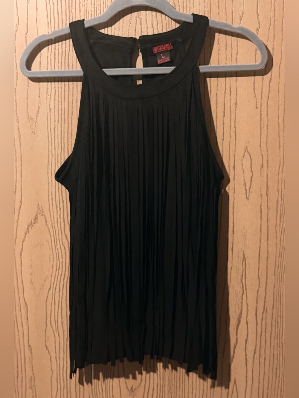 Rock & Roll Fringe Black Halter Top